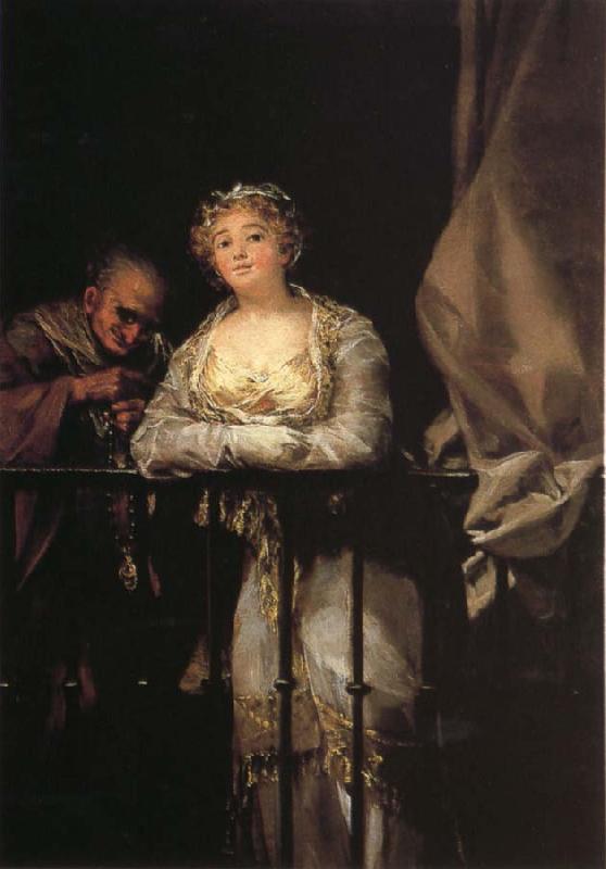 Francisco Goya Maja and Celestina on a Balcony oil painting image